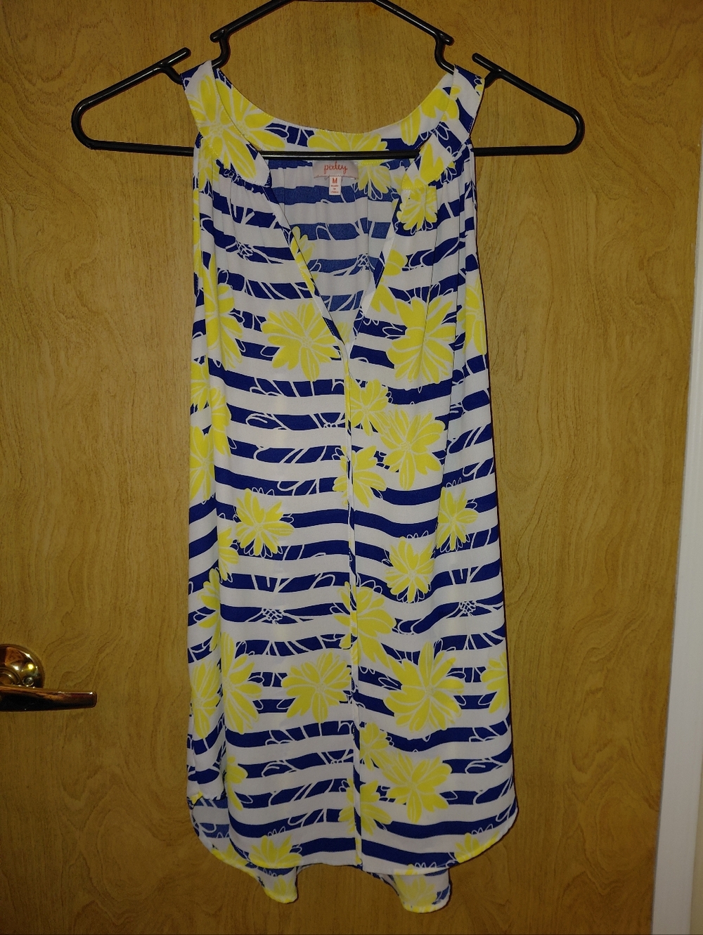 Pixley Navy Stripe Dress with Yellow Floral Accents